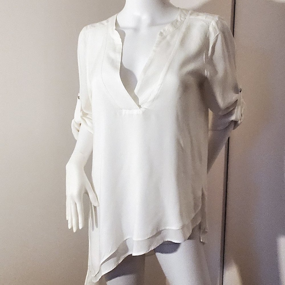 WHITE HOUSE BLACK MARKET | White Asymmetrical Tunic | Size 4